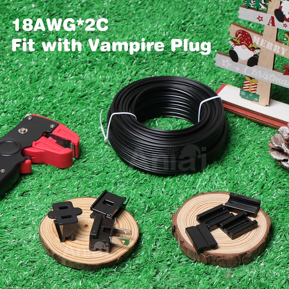 22e ★ay Amazia SeanNorth Aniai 18/2 SPT-2 Wire 50FT with 3PCS Vampire Plugs - Low